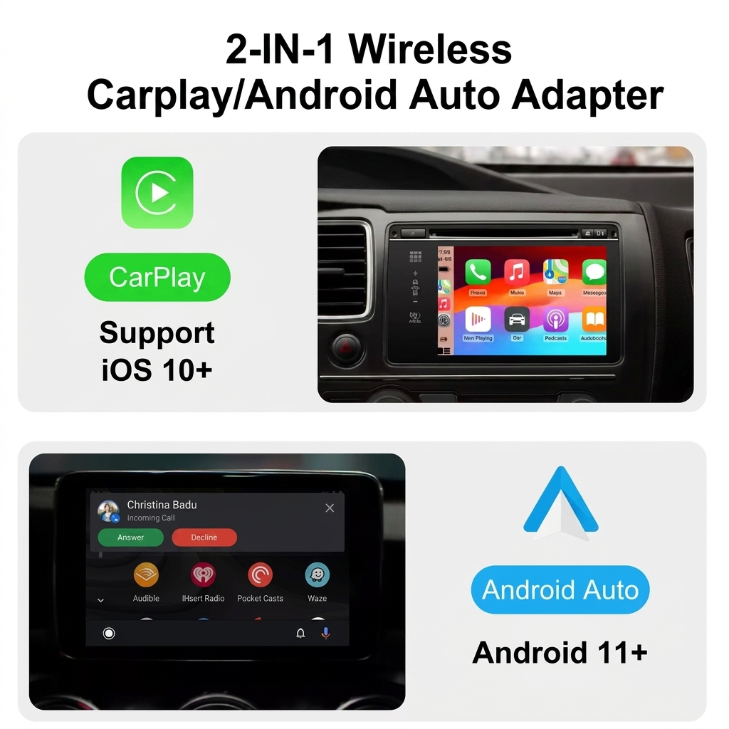 MiniPlay™ - 2 in 1 Wireless CarPlay & Android Auto